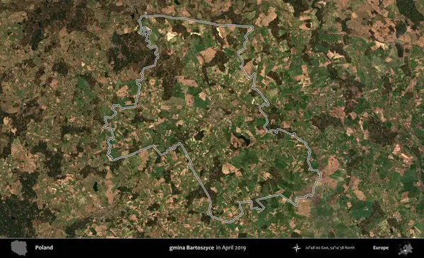 gmina Bartoszyce. Polonya 'nın idari bölgesini Nisan 2019' da çekilen Kopernik Nöbetçi karolarından oluşan bir uydu görüntüsüne göre özetledik.