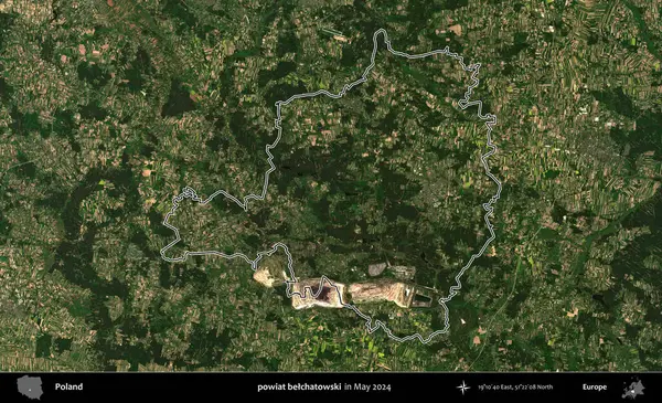 powiat belchatowski. Mayıs 2024 'te çekilen Kopernik Nöbetçi karolarından oluşan bir uydu görüntüsünde Polonya' nın idari bölgesinin ana hatları belirlendi