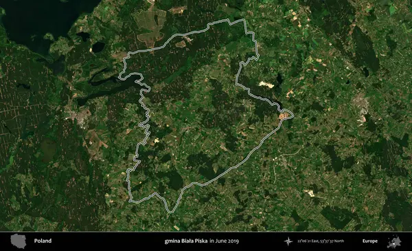 gmina Biala Piska. Polonya 'nın idari bölgesini Haziran 2019' da çekilen Kopernik Nöbetçi karolarından oluşan bir uydu görüntüsüne göre özetledik.