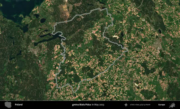 gmina Biala Piska. Polonya 'nın idari bölgesini Mayıs 2023' te çekilen Kopernik Nöbetçi karolarından oluşan bir uydu görüntüsüne göre özetledik.