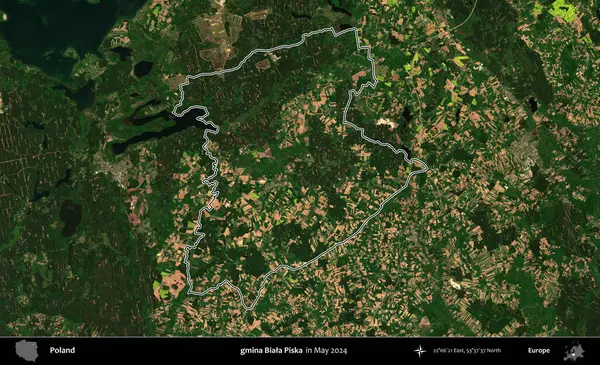 gmina Biala Piska. Mayıs 2024 'te çekilen Kopernik Nöbetçi karolarından oluşan bir uydu görüntüsünde Polonya' nın idari bölgesinin ana hatları belirlendi