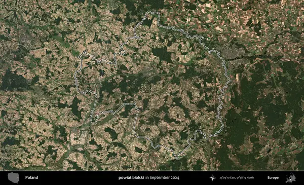 powiat bialski. Eylül 2024 'te çekilen Kopernik Nöbetçi karolarından oluşan bir uydu görüntüsünde Polonya' nın idari bölgesinin ana hatları belirlendi