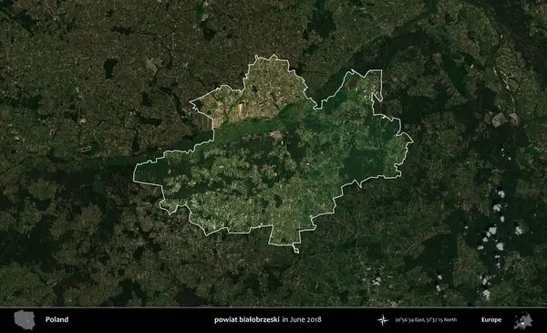 powiat bialobrzeski. Polonya 'nın idari alanı, Haziran 2018' de çekilen Kopernik Nöbetçi karolarından oluşan koyu renkli bir uydu görüntüsüyle vurgulandı ve özetlendi
