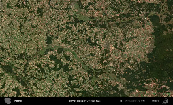 powiat bielski. Polonya 'nın idari bölgesi, Kopernik Sentinel' in Ekim 2024 'te çekilmiş uydu görüntüsü üzerine kurulmuştur.