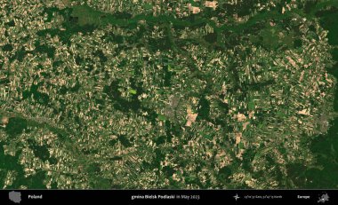 gmina Bielsk Podlaski. Copernicus Sentinel 'in Mayıs 2023' te çekilmiş uydu görüntüsü üzerine Polonya 'nın idari bölgesi.