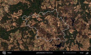 gmina Bobolice. Polonya 'nın idari bölgesini Mart 2022' de çekilen Kopernik Sentinel karolarından oluşan bir uydu görüntüsü ile özetledik.