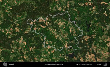 gmina Bobolice. Mayıs 2024 'te çekilen Kopernik Nöbetçi karolarından oluşan bir uydu görüntüsünde Polonya' nın idari bölgesinin ana hatları belirlendi