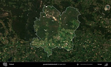 powiat boleslawiecki. Polonya 'nın idari alanı, Haziran 2021' de çekilen Kopernik Nöbetçi karolarından oluşan koyu renkli bir uydu görüntüsüyle vurgulandı ve özetlendi