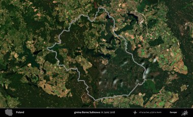 gmina Borne Sulinowo. Polonya 'nın idari bölgesini Haziran 2018' de çekilen Kopernik Nöbetçi karolarından oluşan bir uydu görüntüsüne göre özetledik.