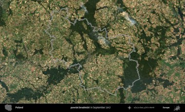 powiat brodnicki. Eylül 2017 'de çekilen Kopernik Nöbetçi karolarından oluşan bir uydu görüntüsünde Polonya' nın idari bölgesinin ana hatları belirlendi