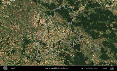 powiat brzeski. Eylül 2023 'te çekilen Copernicus Sentinel karolarından oluşan bir uydu görüntüsü üzerine Polonya' nın idari bölgesinin ana hatlarını belirledik.