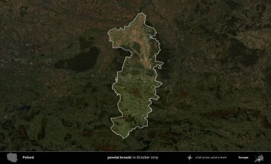 powiat brzeski. Polonya 'nın idari alanı, Ekim 2019' da çekilen Kopernik Nöbetçi karolarından oluşan koyu renkli bir uydu görüntüsü üzerine vurgulandı ve özetlendi.