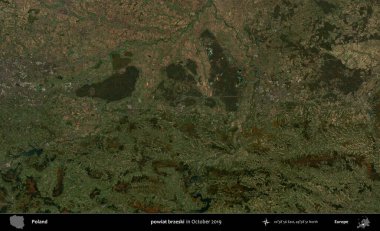 powiat brzeski. Polonya 'nın idari bölgesi Kopernik Sentinel' in Ekim 2019 'da çekilmiş uydu görüntüsü üzerine kurulmuştur.