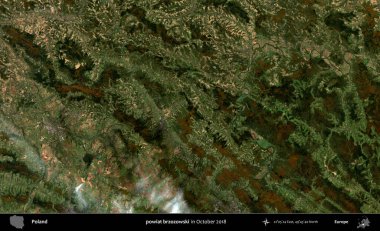 powiat brzozowski. Polonya 'nın idari bölgesi, Ekim 2018' de çekilen Kopernik Sentinel karolarından oluşan bir uydu görüntüsü üzerine kurulmuştur.