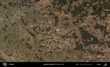 powiat chelmski. Copernicus Sentinel 'in Mart 2025' te çekilmiş uydu görüntüsü üzerine Polonya 'nın idari bölgesi
