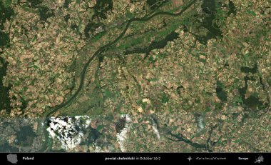 powiat chelminski. Polonya 'nın idari bölgesi, Ekim 2017' de çekilen Kopernik Sentinel karolarından oluşan bir uydu görüntüsü üzerine kurulmuştur.