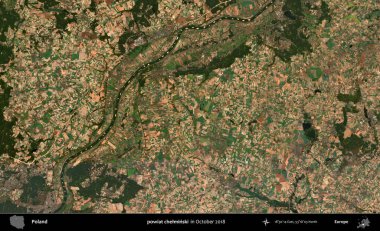 powiat chelminski. Polonya 'nın idari bölgesi, Ekim 2018' de çekilen Kopernik Sentinel karolarından oluşan bir uydu görüntüsü üzerine kurulmuştur.
