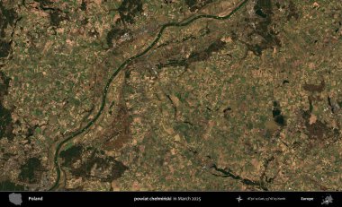 powiat chelminski. Copernicus Sentinel 'in Mart 2025' te çekilmiş uydu görüntüsü üzerine Polonya 'nın idari bölgesi