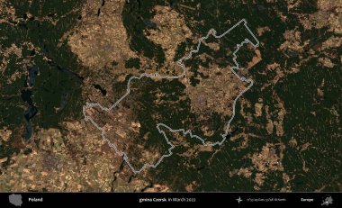 gmina Czersk. Polonya 'nın idari bölgesini Mart 2022' de çekilen Kopernik Sentinel karolarından oluşan bir uydu görüntüsü ile özetledik.