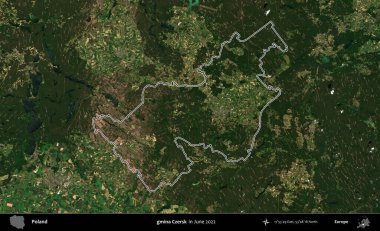 gmina Czersk. Polonya 'nın idari bölgesini Haziran 2022' de çekilen Kopernik Sentinel karolarından oluşan bir uydu görüntüsü ile özetledik.