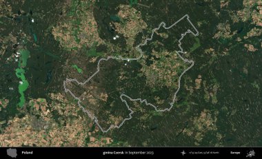 gmina Czersk. Eylül 2023 'te çekilen Copernicus Sentinel karolarından oluşan bir uydu görüntüsü üzerine Polonya' nın idari bölgesinin ana hatlarını belirledik.