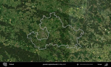 powiat czestochowski. Mayıs 2017 'de çekilen Kopernik Nöbetçi karolarından oluşan bir uydu görüntüsü üzerine Polonya' nın idari bölgesinin ana hatlarını belirledik.