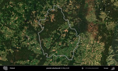 powiat czluchowski. Mayıs 2018 'de çekilen Kopernik Nöbetçi karolarından oluşan bir uydu görüntüsü üzerine Polonya' nın idari bölgesinin ana hatlarını belirledik.