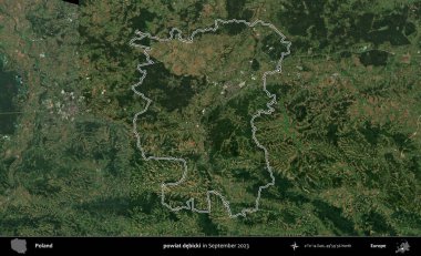 powiat debicki. Eylül 2023 'te çekilen Copernicus Sentinel karolarından oluşan bir uydu görüntüsü üzerine Polonya' nın idari bölgesinin ana hatlarını belirledik.