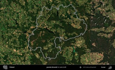 powiat drawski. Polonya 'nın idari bölgesini Haziran 2018' de çekilen Kopernik Nöbetçi karolarından oluşan bir uydu görüntüsüne göre özetledik.