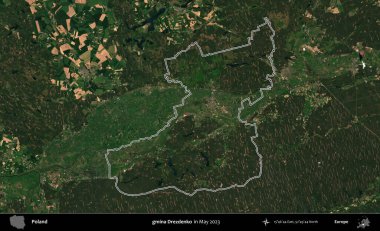 gmina Drezdenko. Polonya 'nın idari bölgesini Mayıs 2023' te çekilen Kopernik Nöbetçi karolarından oluşan bir uydu görüntüsüne göre özetledik.
