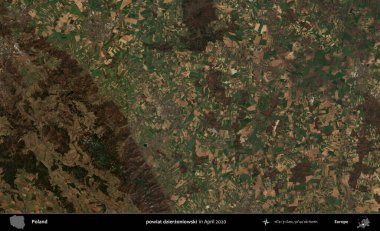 powiat dzierzoniowski. Nisan 2020 'de Copernicus Sentinel karolarından oluşan bir uydu görüntüsü üzerine Polonya' nın idari bölgesi