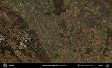powiat dzierzoniowski. Copernicus Sentinel 'in Mart 2025' te çekilmiş uydu görüntüsü üzerine Polonya 'nın idari bölgesi