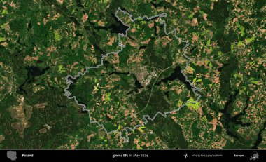 Gmina Geyiği. Mayıs 2024 'te çekilen Kopernik Nöbetçi karolarından oluşan bir uydu görüntüsünde Polonya' nın idari bölgesinin ana hatları belirlendi