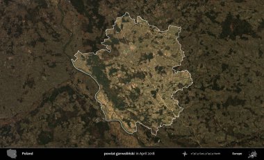 powiat garwolinski. Polonya 'nın idari alanı, Nisan 2018' de çekilen Kopernik Nöbetçi karolarından oluşan koyu renkli bir uydu görüntüsü üzerine vurgulandı ve özetlendi