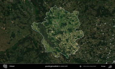 powiat garwolinski. Polonya 'nın idari alanı, Haziran 2018' de çekilen Kopernik Nöbetçi karolarından oluşan koyu renkli bir uydu görüntüsüyle vurgulandı ve özetlendi