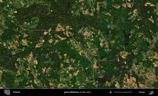 gmina Bobolice. Mayıs 2024 'te Copernicus Sentinel karolarından oluşan uydu görüntüsü üzerine Polonya' nın idari bölgesi