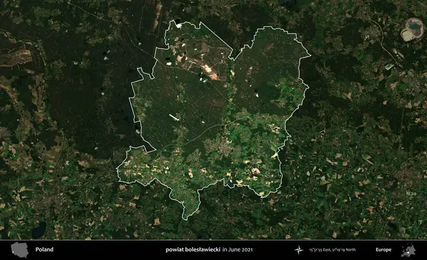 powiat boleslawiecki. Polonya 'nın idari alanı, Haziran 2021' de çekilen Kopernik Nöbetçi karolarından oluşan koyu renkli bir uydu görüntüsüyle vurgulandı ve özetlendi