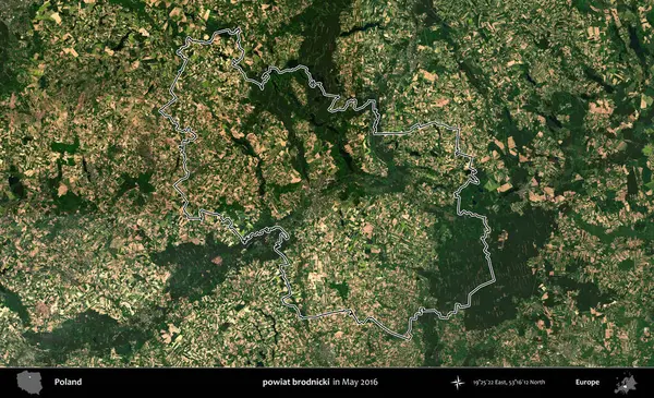 powiat brodnicki. Mayıs 2016 'da çekilen Kopernik Nöbetçi karolarından oluşan uydu görüntüsünde Polonya' nın idari bölgesinin ana hatları belirlendi
