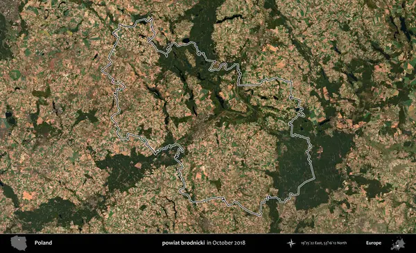powiat brodnicki. Polonya 'nın idari bölgesini, Ekim 2018' de çekilen Kopernik Nöbetçi karolarından oluşan bir uydu görüntüsüne göre özetledik.
