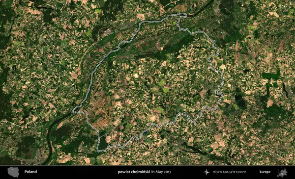 powiat chelminski. Mayıs 2017 'de çekilen Kopernik Nöbetçi karolarından oluşan bir uydu görüntüsü üzerine Polonya' nın idari bölgesinin ana hatlarını belirledik.
