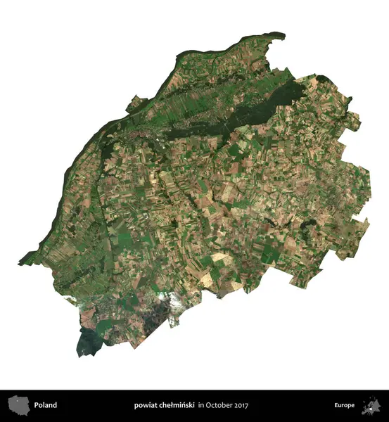 powiat chelminski. Polonya 'nın idari bölgesi, Ekim 2017' de çekilen Kopernik Nöbetçi karolarından oluşan bir uydu görüntüsü üzerinde beyaza izole edildi.