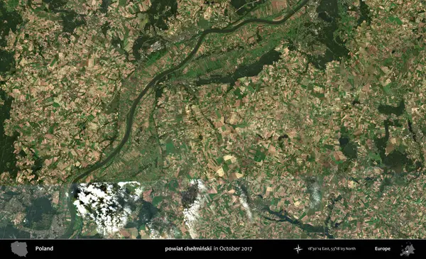 powiat chelminski. Polonya 'nın idari bölgesi, Ekim 2017' de çekilen Kopernik Sentinel karolarından oluşan bir uydu görüntüsü üzerine kurulmuştur.