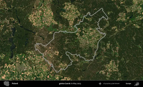 gmina Czersk. Polonya 'nın idari bölgesini Mayıs 2023' te çekilen Kopernik Nöbetçi karolarından oluşan bir uydu görüntüsüne göre özetledik.