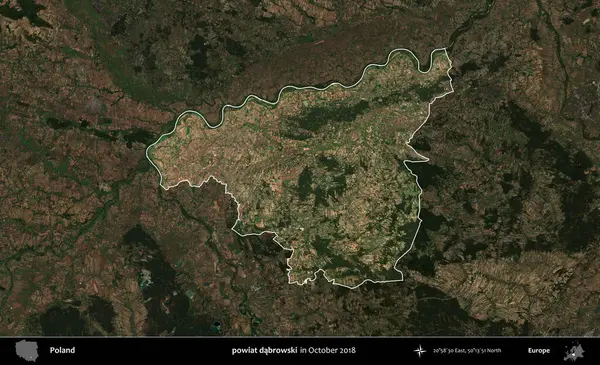 powiat dabrowski. Polonya 'nın idari alanı, Ekim 2018' de çekilen Kopernik Nöbetçi karolarından oluşan koyu renkli bir uydu görüntüsü üzerine vurgulandı ve özetlendi