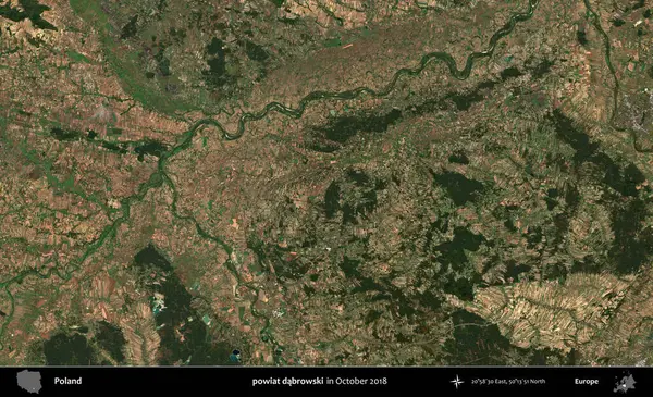 powiat dabrowski. Polonya 'nın idari bölgesi, Ekim 2018' de çekilen Kopernik Sentinel karolarından oluşan bir uydu görüntüsü üzerine kurulmuştur.