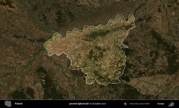 powiat dabrowski. Polonya 'nın idari alanı, Ekim 2021' de çekilen Kopernik Nöbetçi karolarından oluşan koyu renkli bir uydu görüntüsü üzerine vurgulandı ve özetlendi