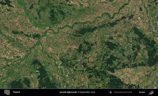 powiat dabrowski. Eylül 2023 'te Copernicus Sentinel karolarından oluşan uydu görüntüsü üzerine Polonya' nın idari bölgesi