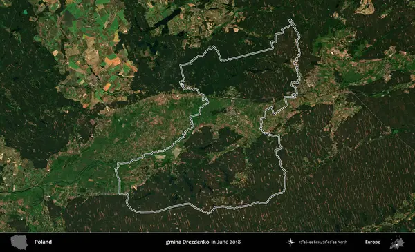 gmina Drezdenko. Polonya 'nın idari bölgesini Haziran 2018' de çekilen Kopernik Nöbetçi karolarından oluşan bir uydu görüntüsüne göre özetledik.