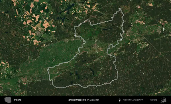 gmina Drezdenko. Polonya 'nın idari bölgesini Mayıs 2023' te çekilen Kopernik Nöbetçi karolarından oluşan bir uydu görüntüsüne göre özetledik.