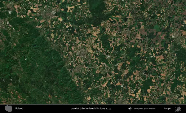 powiat dzierzoniowski. Copernicus Sentinel 'in Haziran 2023' te çekilmiş uydu görüntüsü üzerine Polonya 'nın idari bölgesi.